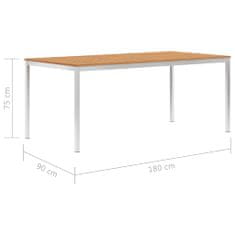 Vidaxl Záhradný jedálenský stôl 180x90x75 cm teakový masív a nehrdzavejúca oceľ