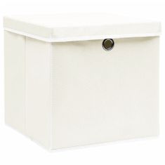 Greatstore Úložné boxy s vrchnákmi 4 ks biele 32x32x32 cm látkové