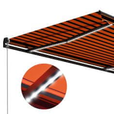 Vidaxl Ručne zaťahovacia markíza s LED 450x300 cm oranžovo-hnedá