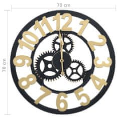 Vidaxl 321467 Wall Clock Gold and Black 70 cm MDF