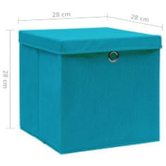 Petromila vidaXL Úložné boxy s vekom 10 ks, 28x28x28 cm, svetlomodré