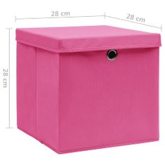 shumee Úložné boxy s vekom 4 ks, 28x28x28 cm, ružové