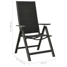 Petromila vidaXL Skladacie záhradné stoličky 2 ks textilén a hliník čierne