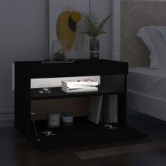 Vidaxl Nočný stolík a LED svetlá 2 ks čierne 60x35x40 cm drevotrieska