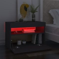 Vidaxl Nočný stolík a LED svetlá 2 ks sivé 60x35x40 cm drevotrieska