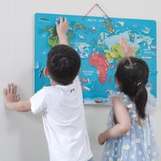 Viga Toys Montessori vzdelávacia tabuľa 2 v 1 s magnetickou mapou sveta