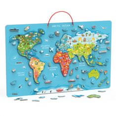 Viga Toys Montessori vzdelávacia tabuľa 2 v 1 s magnetickou mapou sveta