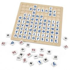 Viga Toys Drevená vzdelávacia tabuľa na matematiku a abecedu 100 kusov Montessori