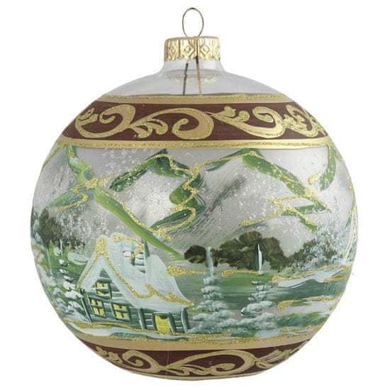 Decor By Glassor Vianočná guľa s krajinkou