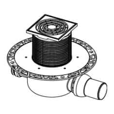 Tece TECEdrainpoint S- podlahová vpusť s univerzálnou prírubou a nerezovou mriežkou, 3601200