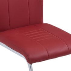 Vidaxl Jedálenské stoličky, perová kostra 2 ks, červené, umelá koža