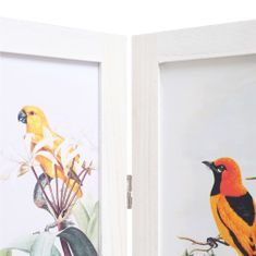 Vidaxl 4-panelový paraván biely 140x165 cm vtáky