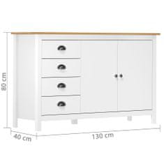 Vidaxl Komoda Hill Range biela 130x40x80 cm borovicový masív