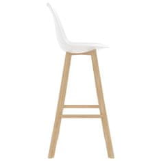 Vidaxl Barové stoličky 2 ks biele PP a masívne bukové drevo