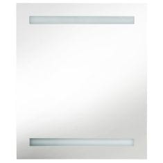 Vidaxl LED kúpeľňová zrkadlová skrinka biela a dubová 50x14x60 cm