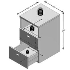 Vidaxl FMD Nočný stolík s 2 zásuvkami a otvorenou poličkou, čierny