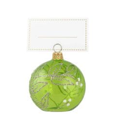 Decor By Glassor Vianočná menovka zelená s dekorom