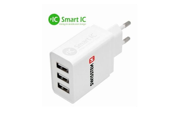 SWISSTEN Inteligentný Sieťový Adaptér Ic, 3X Usb, 3,1 A