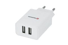 SWISSTEN Napájací Adaptér S Káblom Micro Usb, 2X Usb, 2,1 A, Biely