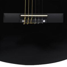 Vidaxl Folková klasická gitara s výrezom so 6 strunami, čierna 38"