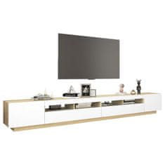 Vidaxl TV skrinka s LED osvetlením, biela a dub sonoma, 300x35x40 cm