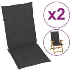 Vidaxl Podložky na záhradné stoličky 2 ks, antracitové 120x50x3 cm