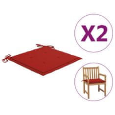 Vidaxl Podložky na záhradné stoličky 2 ks, červené 50x50x3 cm