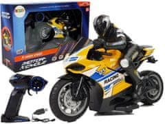 Lean-toys Športový motocykel Racing diaľkové ovládanie 2.4G rozsah 35m žltá
