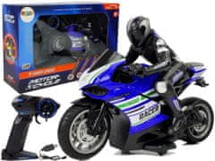 Lean-toys Športový motocykel na diaľkové ovládanie 2.4G Range 35m Blue