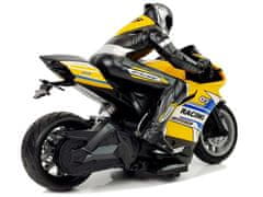Lean-toys Športový motocykel Racing diaľkové ovládanie 2.4G rozsah 35m žltá