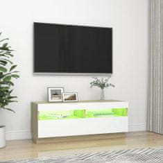 Vidaxl TV skrinka s LED svetlami biela a dub sonoma 100x35x40 cm