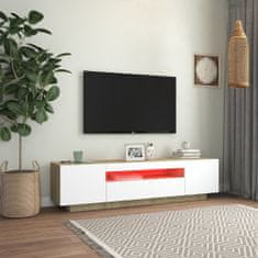 Vidaxl TV skrinka s LED svetlami biela a dub sonoma 160x35x40 cm