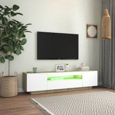 Vidaxl TV skrinka s LED svetlami biela a dub sonoma 160x35x40 cm