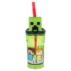 Stor Plastový pohárik Minecraft 3D so slamkou 360 ml