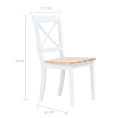 Vidaxl Jedálenské stoličky 6 ks, biele a svetlé drevo, kaučukový masív