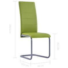 Vidaxl Jedálenské stoličky, perová kostra 4 ks, zelené, umelá koža