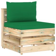 Vidaxl 3-dielna záhradná sedacia súprava s podložkami zelené impregnované drevo