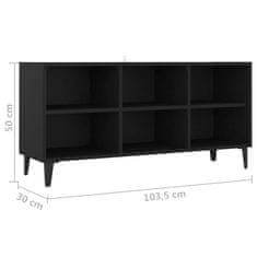 Vidaxl TV stolík s kovovými nožičkami čierny 103,5x35x50 cm