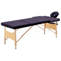 Petromila vidaXL Skladací masážny stôl, 3 zóny, drevo, fialový