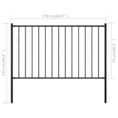 Vidaxl Plotový panel so stĺpikmi, práškovaná oceľ 1,7x0,75 m, čierny