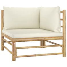 Petromila vidaXL 3-dielna záhradná sedacia súprava, krémové podložky, bambus