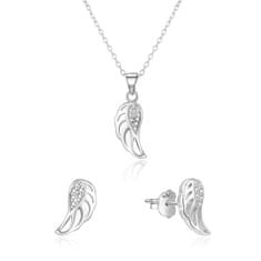 Beneto Strieborná súprava šperkov anjelské krídla AGSET64RL (náhrdelník, náušnice)