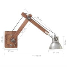 Petromila vidaXL Nástenná lampa, industriálny štýl, strieborná, okrúhla E27