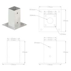 Vidaxl Kotvy na stĺpiky 4 ks 81 mm galvanizovaný kov