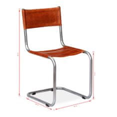 Vidaxl Jedálenské stoličky 4 ks, hnedé, pravá koža