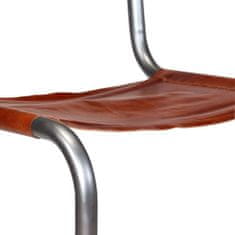 Vidaxl Jedálenské stoličky 4 ks, hnedé, pravá koža