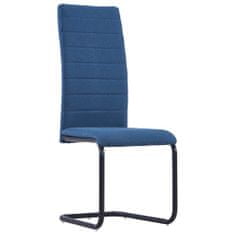 Vidaxl Jedálenské stoličky, perová kostra 4 ks, modré, látka