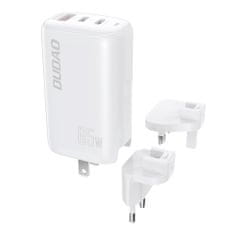 DUDAO A7PRO 3in1 GaN sieťová nabíjačka USB / 2x USB-C QC PD 65W, biela