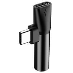 BASEUS L41 audio adaptér USB-C - USB-C / jack 3.5mm, čierny