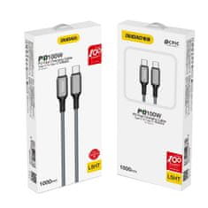 DUDAO L5HT kábel USB-C / USB-C PD 100W 1m, sivý